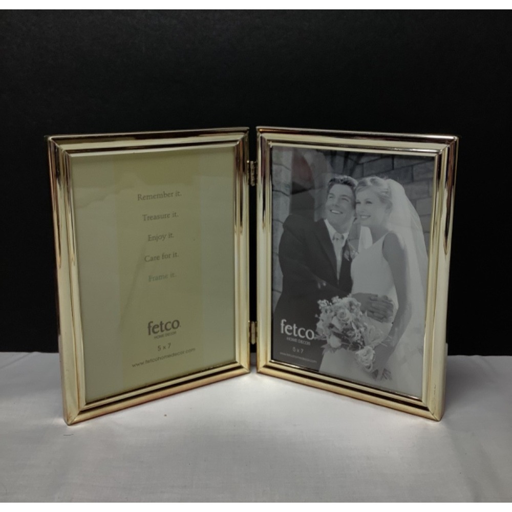 Vintage Fetco Brass Beacon Hill Double Frame 5x7 Grandmillennial Gold 80s 90s